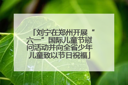 刘宁在郑州开展“六一”国际儿童节慰问活动并向全省少年儿童致以节日祝福